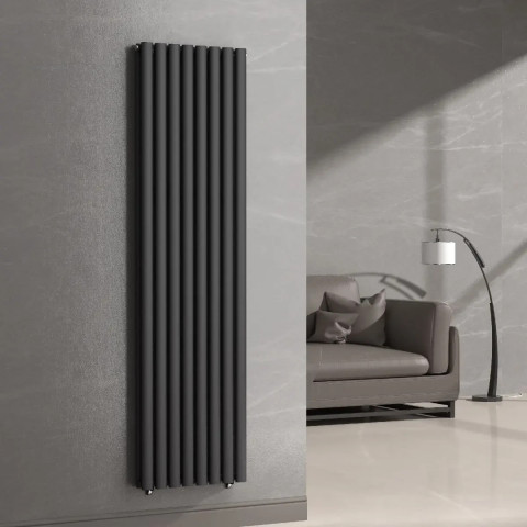 Вертикальний радіатор Ellipse Double 480х1800-8, anticor, чорний муар