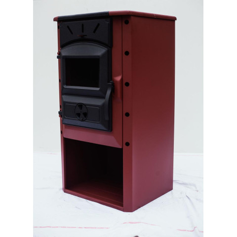 Сербська піч опалювально-варильна на дровах до 110 м² чавунно-сталева SPIN Magion червона 10,8 кВт (49х47х92 см)