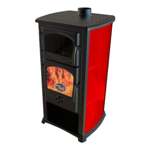 Сербська піч з духовкою на дровах до 100 м² сталева BELLA Thalia Cucina бордо 8,3-12,1 кВт (56х48х106 см)