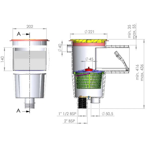 Скімер Astral 15L 202×140 мм під бетон
