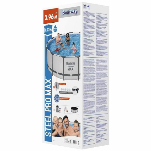 Каркасний басейн Bestway 5618W (396х122 см) з картриджним фільтром, драбиною та захисним тентом