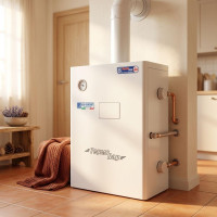 Газовий котел одноконтурний до 150 м² Термобар КС-Г-12,5 ДS димоходний 12,5 кВт для приватного будинку 840х225х580 мм