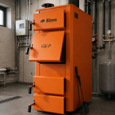 Котел твердопаливний до 900 м² Bizon GK-P 90 кВт з автоматикою, сталь 6 мм