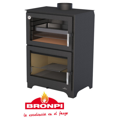 Испанская печь отопительная на дровах до 140 м² стальная с духовкой Bronpi MURANO 14 кВт