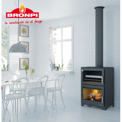 Испанская печь отопительная на дровах до 140 м² стальная с духовкой Bronpi MURANO 14 кВт