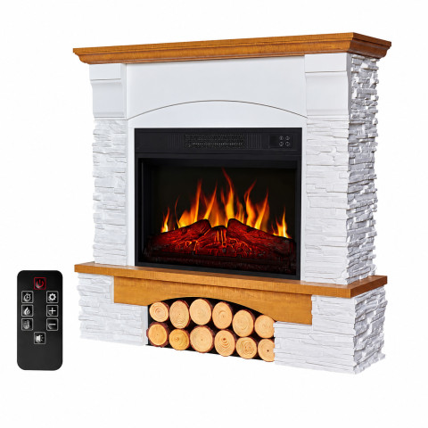 Электрокамин с эффектом пламени декоративный ArtiFlame Roxwell AF23S белый с дубом пристенный из МДФ