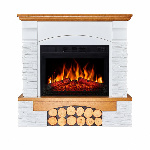 Электрокамин с эффектом пламени декоративный ArtiFlame Roxwell AF23S белый с дубом пристенный из МДФ