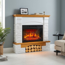 Электрокамин с 3D-эффектом пламени декоративный ArtiFlame Roxwell AF23BS белый с дубом пристенный из МДФ
