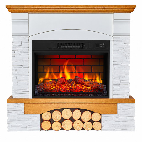 Электрокамин с 3D-эффектом пламени декоративный ArtiFlame Roxwell AF23BS белый с дубом пристенный из МДФ