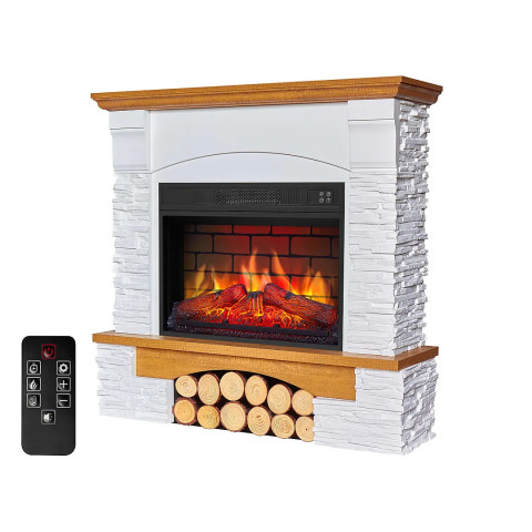 Электрокамин с 3D-эффектом пламени декоративный ArtiFlame Roxwell AF23BS белый с дубом пристенный из МДФ