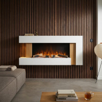 Электрокамин с 3D-эффектом пламени и Wi-Fi декоративный ArtiFlame Fjord AF52 белый настенный