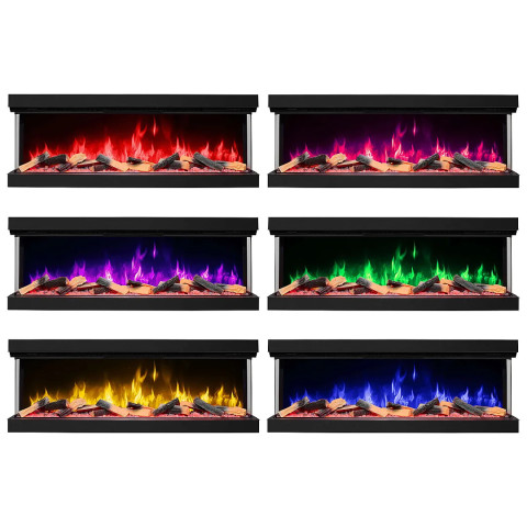 Электрокамин трехсторонний с 3D-эффектом пламени и Wi-Fi декоративный ArtiFlame AF60TS черный встраиваемый стальной