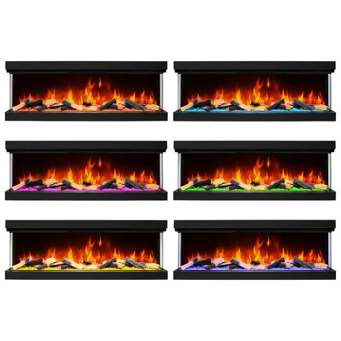 Электрокамин трехсторонний с 3D-эффектом пламени и Wi-Fi декоративный ArtiFlame AF60TS черный встраиваемый стальной