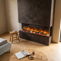 Електрокамін тристоронній з 3D-ефектом полум'я та Wi-Fi декоративний ArtiFlame AF50TS чорний вбудований сталевий