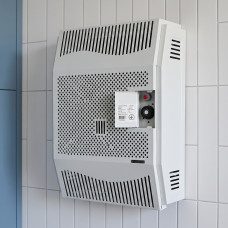 Газовый конвектор чугунный до 55 м² Canrey CHC-5T парапетный 5 кВт для частного дома (635×620×270 мм) + труба в комплекте
