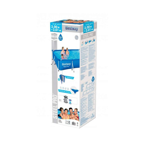 Каркасний басейн Bestway 300x201x66 см прямокутний для дітей з картриджним фільтром 3,3 м³ (56411)