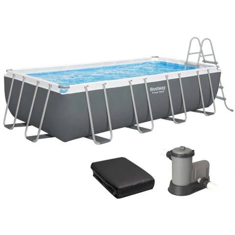 Каркасний басейн Bestway 549x274x122 см прямокутний з картриджним фільтром 14,8 м³ з драбиною та тентом (56465)