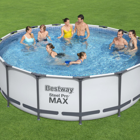 Каркасний басейн Bestway 457x122 см круглий з картриджним фільтром 16,0 м³ з драбиною та тентом (56438)