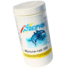 Комплект хімії для басейну Delphin Мультитаб 200 1 кг (таблетки по 200 г). Тривала повільна хлорка