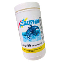Повільний хлор для басейну Delphin 90 1 кг (таблетки по 20 г). Тривала повільна хлорка