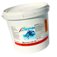 Комплект хімії для басейну Delphin Мультитаб 20 10 кг (таблетки по 20 г). Тривала повільна хлорка