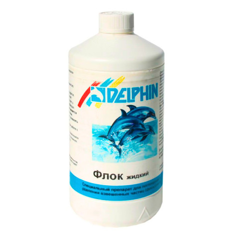 Флокер для басейну Delphin Флок рідкий 1 л. Коагулянт проти каламутності та для освітлення води басейну