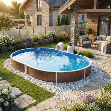 Німецький морозостійкий басейн (800х416х120 см) Hobby Pool Milano овальний, плівка 0.8 мм, 40 м³ металевий збірний