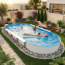 Німецький морозостійкий басейн (1000х416х150 см) Hobby Pool Milano овальний, плівка 0.8 мм, 62.4 м³ металевий збірний