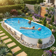 Німецький морозостійкий басейн (900х500х120 см) Hobby Pool Milano овальний, плівка 0.6 мм, 54 м³ металевий збірний