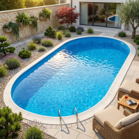 Німецький морозостійкий басейн (900х500х150 см) Hobby Pool Milano овальний, плівка 0.6 мм, 67.5 м³ металевий збірний