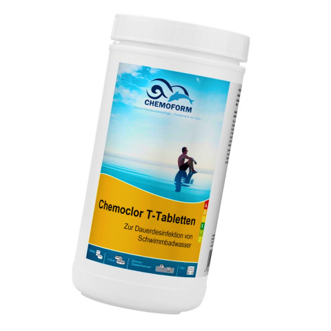 Повільний хлор для басейну Chemoform Chemoclor T-Tabletten 1 кг (таблетки по 200 г). Дезінфекція басейну