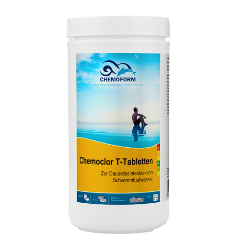 Повільний хлор для басейну Chemoform Chemoclor T-Tabletten 1 кг (таблетки по 200 г). Дезінфекція басейну