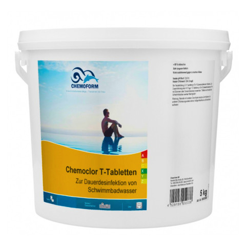 Хлор тривалий максі Chemoform Chemoclor T-Tabletten 5 кг (таблетки по 200 г). Дезінфекція басейну