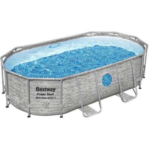 Каркасний басейн Bestway 427x250x100 см овальний з картриджним фільтром 7,2 м³ з драбиною та тентом (56714)