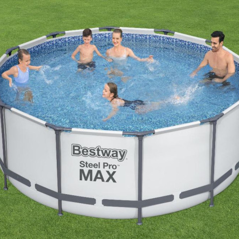 Каркасний басейн Bestway 366x122 см круглий з картриджним фільтром 10,2 м³ з драбиною та тентом (56420)