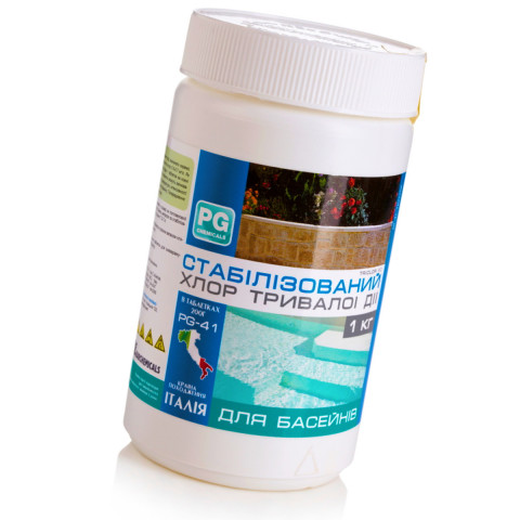 Повільний хлор для басейну Barchemicals PG-41 1 кг (таблетки по 200 г). Стабілізований хлор