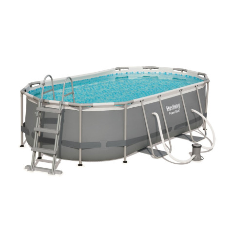 Каркасний басейн Bestway 424x250x100 см овальний з картриджним фільтром 7,2 м³ з драбиною  та дозатором хлору (56620)