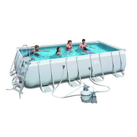 Каркасний басейн Bestway Power Steel 56671 (488 х 244 х 122), з пісочним фільтром, сходами та тентом