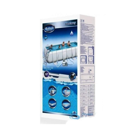 Каркасний басейн Bestway Power Steel 56671 (488 х 244 х 122), з пісочним фільтром, сходами та тентом