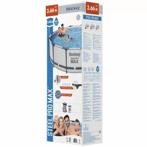 Каркасний басейн Bestway 366x100 см круглий з картриджним фільтром 9,2 м³ (56260)