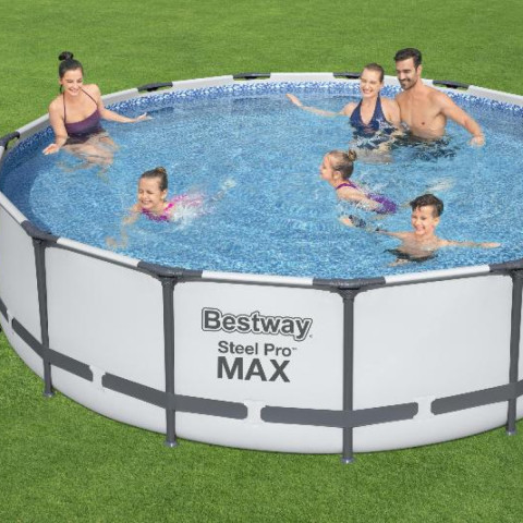 Каркасний басейн Bestway 457x107 см круглий з картриджним фільтром 15,0 м³ з драбиною та тентом (56488)
