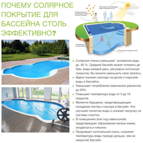 Теплоощадна солярна плівка для накриття басейну Shield 500 мкм