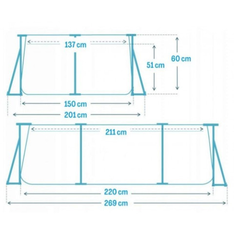 Каркасний басейн Intex 220x150x60 см прямокутний для дітей без фільтра 1,7 м³ (28270)