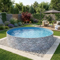 Комплект чеського морозостійкого басейну (460х120 см) Azuro Stone круглий, плівка Lagoon 0.5 мм, 20 м³ металевий збірний