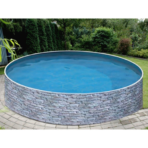 Комплект чеського морозостійкого басейну (460х120 см) Azuro Stone круглий, плівка Lagoon 0.5 мм, 20 м³ металевий збірний