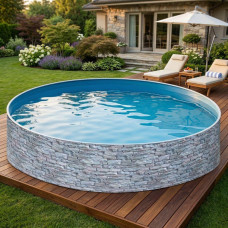 Комплект чеського морозостійкого басейну (400х120 см) Azuro Stone круглий, лайнер Lagoon 0.5 мм, 15 м³ металевий збірний