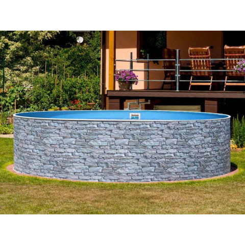 Комплект чеського морозостійкого басейну (400х120 см) Azuro Stone круглий, лайнер Lagoon 0.5 мм, 15 м³ металевий збірний