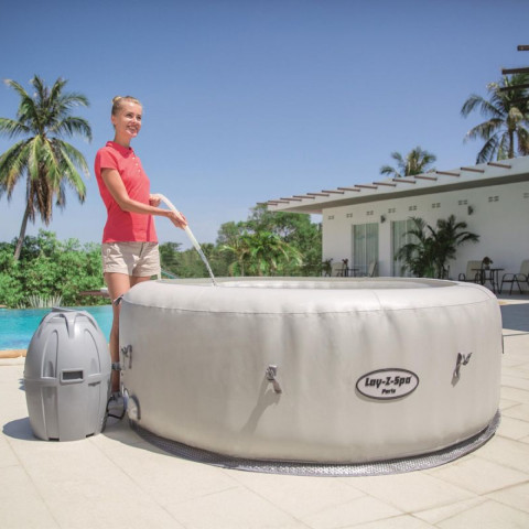 Надувний СПА-джакузі Bestway Lay-Z-Spa Paris 60013 круглий 196x66 см 4-6-місний аеромасаж LED-підсвітка