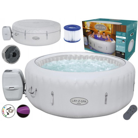 Надувний СПА-джакузі Bestway Lay-Z-Spa Paris 60013 круглий 196x66 см 4-6-місний аеромасаж LED-підсвітка