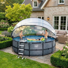 Нідерландський каркасний басейн EXIT Toys 450x122 см круглий з картриджним фільтром та куполом під камінь
